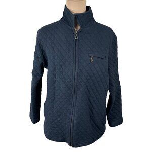 VTG Bobbie Brooks Quilted Jacket Black M Medium Full Zip Mock Neck Cotton